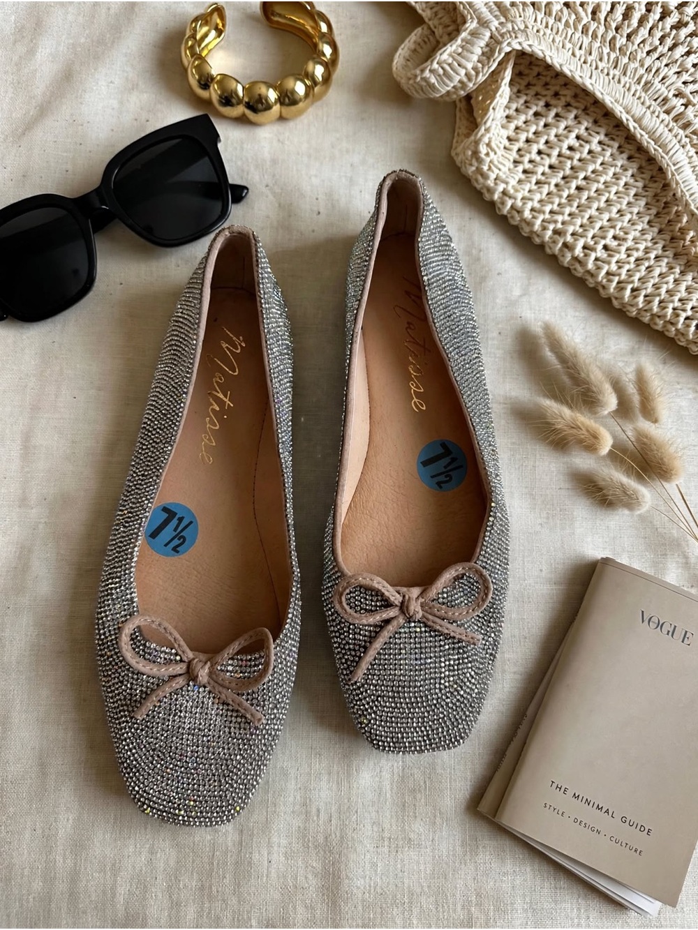 Matisse Silver Rhinestone Bow Flats